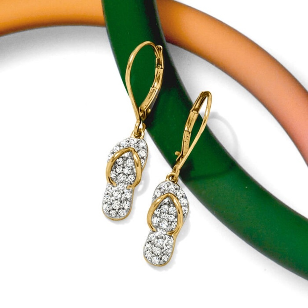 0.50 ct. Diamond Flip-Flop Drop Earrings 18kt Gold Over Sterling Ross Simon New!